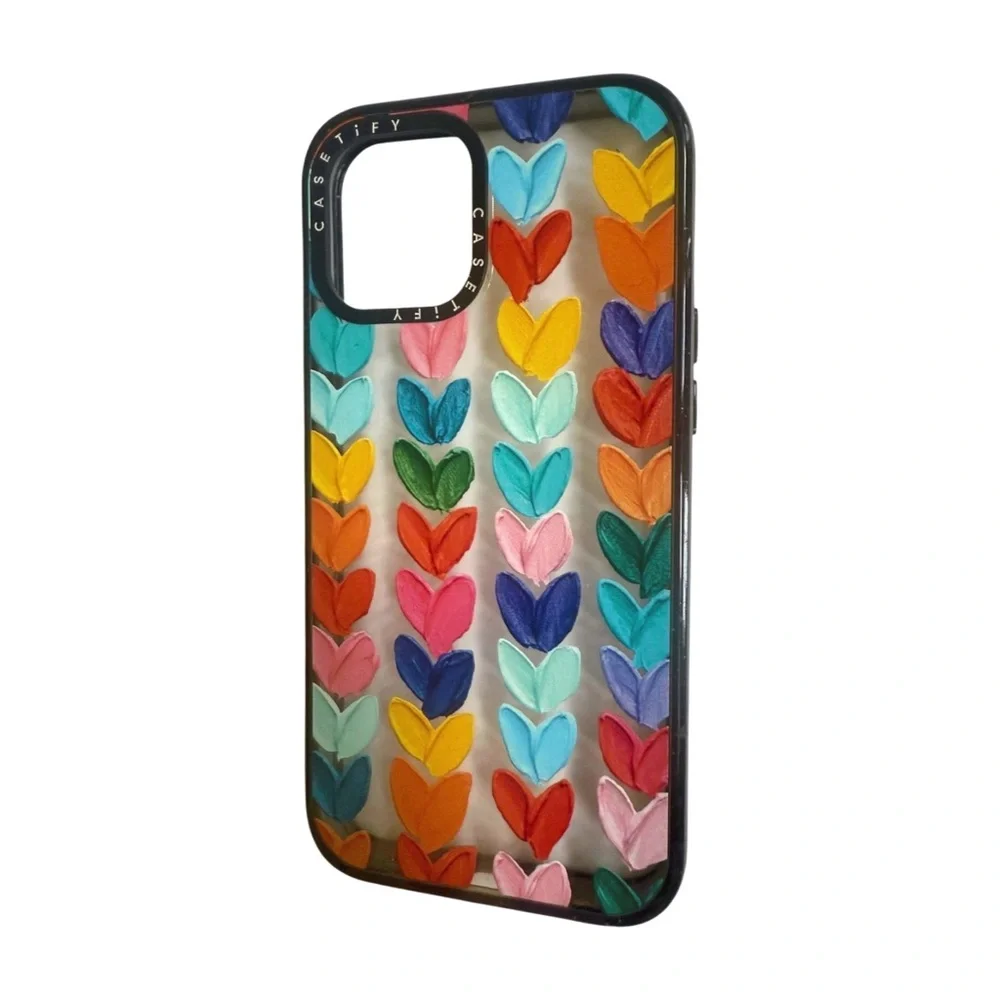 Casetify Clear Polka Daub Hearts IPhone 12 Pro Max Phone Case